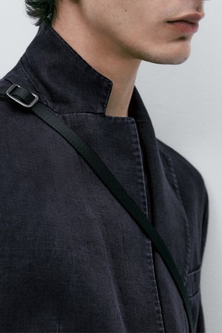 Veste en lin teintée bleu marine - Bleu marine