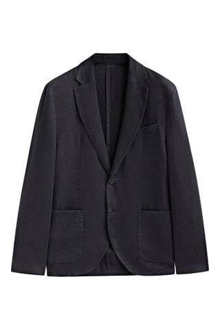 Veste en lin teintée bleu marine - Bleu marine