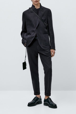 Veste en lin teintée bleu marine - Bleu marine