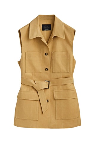 Saharienne sans manches en laine - Moutarde