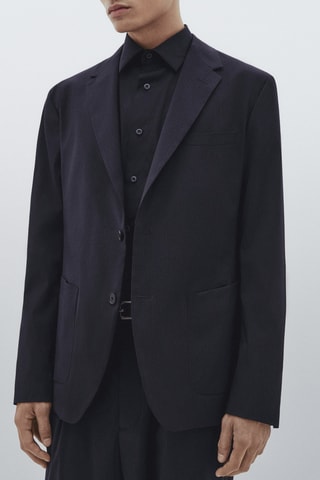 Veste de costume rayures tennis en laine - Bleu marine