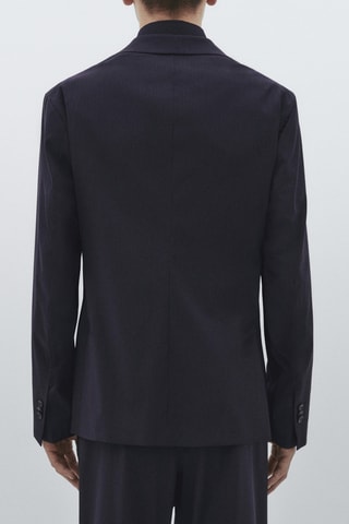 Veste de costume rayures tennis en laine - Bleu marine