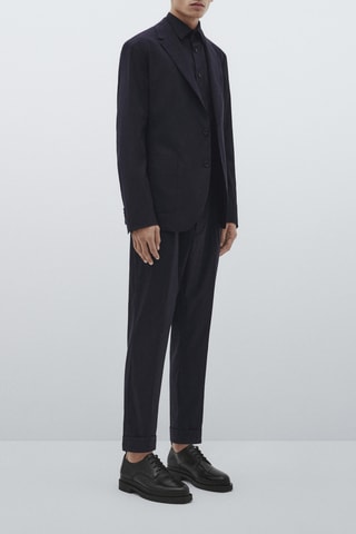 Veste de costume rayures tennis en laine - Bleu marine