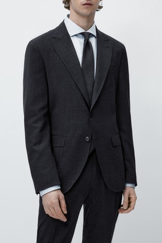 Veste texturée half-canvas toile en laine mélangée - Noir