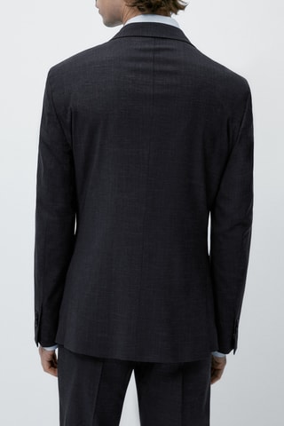 Veste texturée half-canvas toile en laine mélangée - Noir