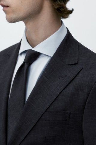 Veste texturée half-canvas toile en laine mélangée - Noir