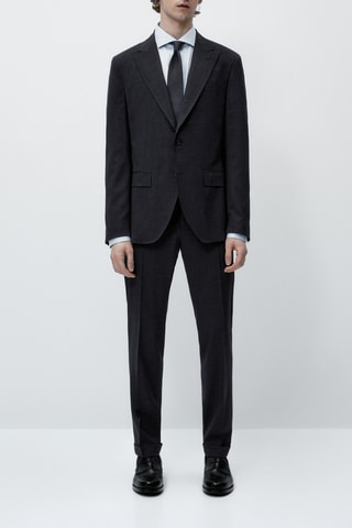 Veste texturée half-canvas toile en laine mélangée - Noir