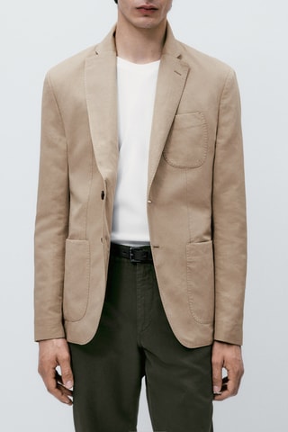 Veste teintée en lin et coton - Beige