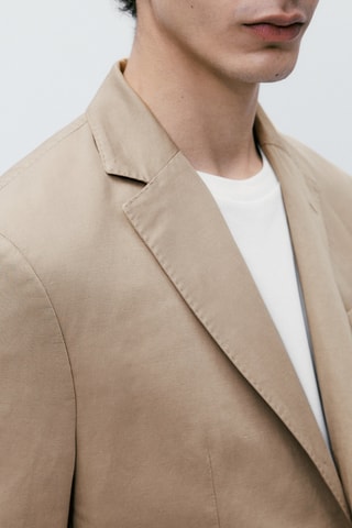 Veste teintée en lin et coton - Beige