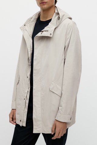 Parka thermocollée à capuche - Ecru