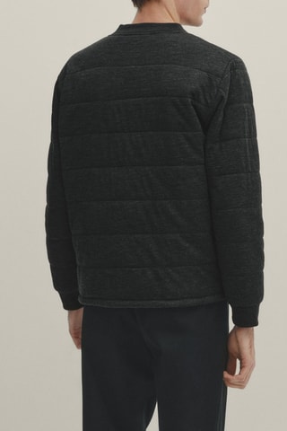 Veste bomber universitaire 100 % laine extra fine - Noir