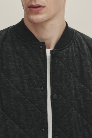 Veste bomber universitaire 100 % laine extra fine - Noir