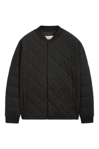 Veste bomber universitaire 100 % laine extra fine - Noir