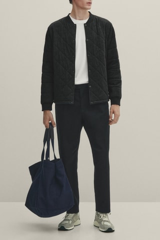 Veste bomber universitaire 100 % laine extra fine - Noir