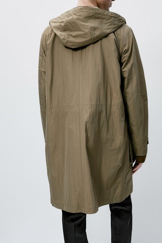 Parka longue légère à capuche - Grège