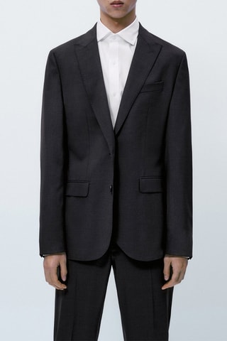 Veste de costume tailleur grise en laine bi-stretch - Gris foncé