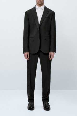 Veste de costume tailleur grise en laine bi-stretch - Gris foncé