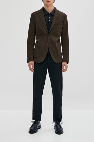 Veste kaki en laine et coton - Kaki chiné