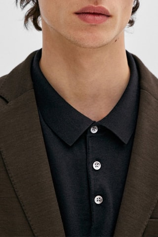 Veste kaki en laine et coton - Kaki chiné