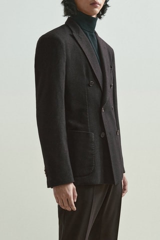 Veste croisée en laine - Bleu marine