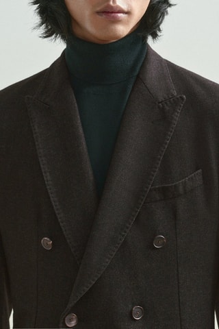 Veste croisée en laine - Bleu marine