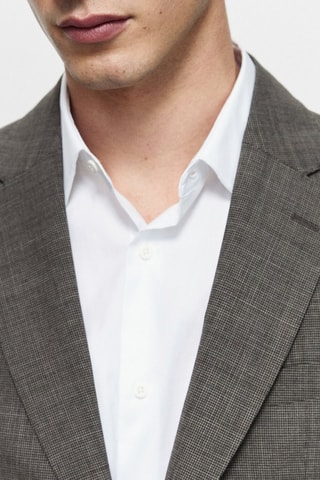 Veste de costume en laine grise motif pied-de-poule - Gris