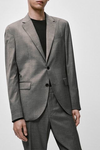 Veste de costume gris légère en laine - Gris chiné