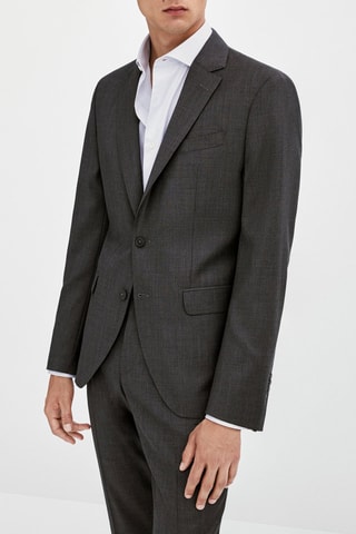 Veste de costume texturée grise en laine - Anthracite