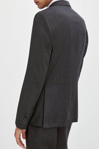 Veste de costume texturée grise en laine - Anthracite