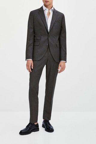 Veste de costume texturée grise en laine - Anthracite