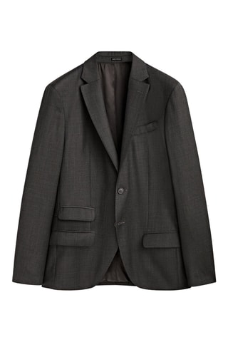 Veste de costume texturée grise en laine - Anthracite