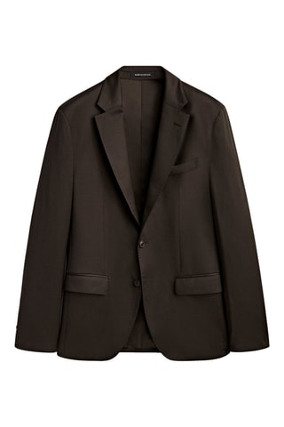 Veste texturée half-canvas toile en laine mélangée - Marron foncé