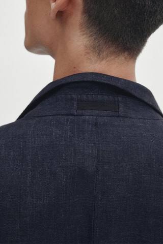 Veste tailleur en lin sergé bleu marine - Bleu marine