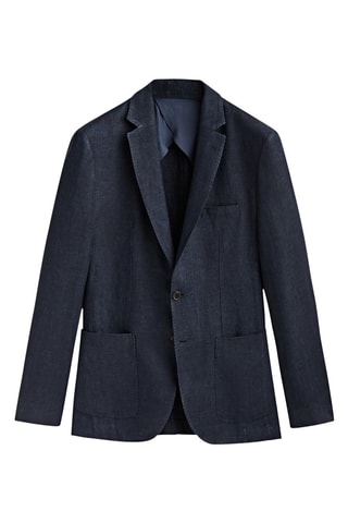 Veste tailleur en lin sergé bleu marine - Bleu marine