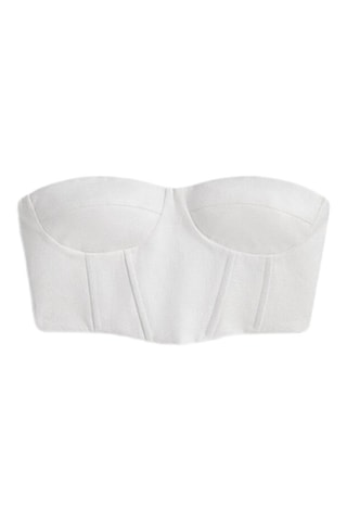 Crop top bustier en lin - Blanc
