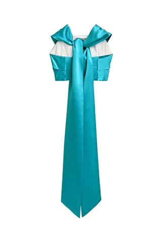 Top met satijnglans en strikje - Studio - Turquoise