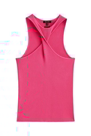 Top en maille nœud sur le devant - Rose