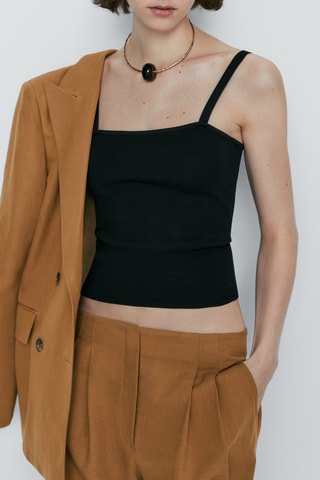 Top en maille à bretelles - Noir