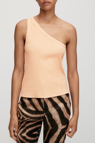 Top décolleté asymétrique - Saumon