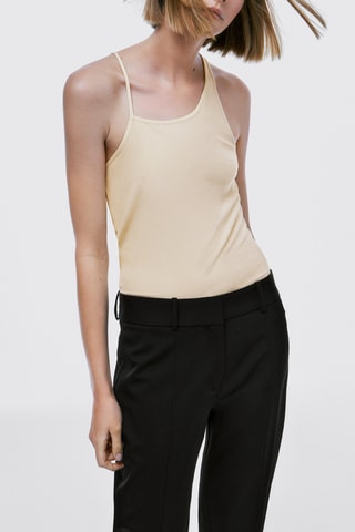 Top découpé sans manches - Beige