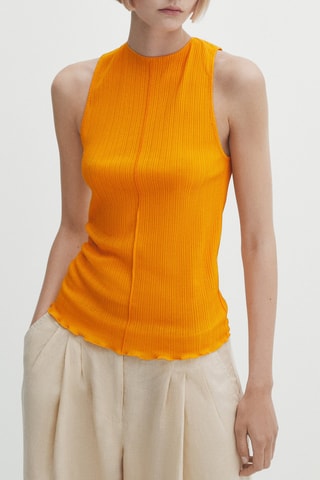Top texturé détail couture au centre - Orange