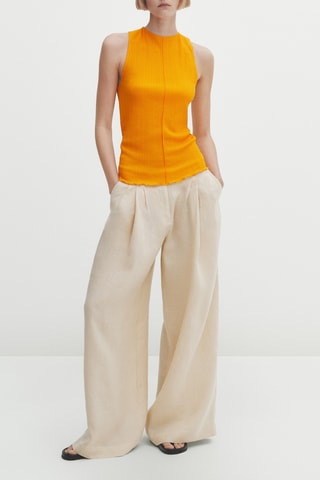 Top texturé détail couture au centre - Orange