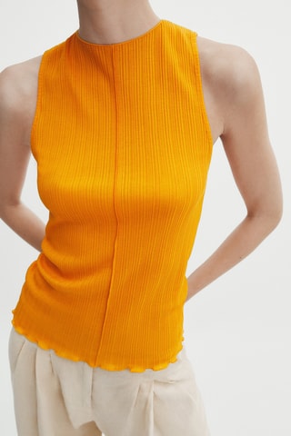 Top texturé détail couture au centre - Orange