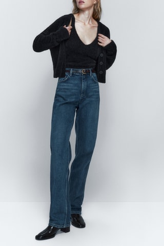 Top en maille fausse fourrure - Noir