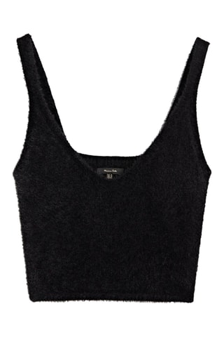 Top en maille fausse fourrure - Noir