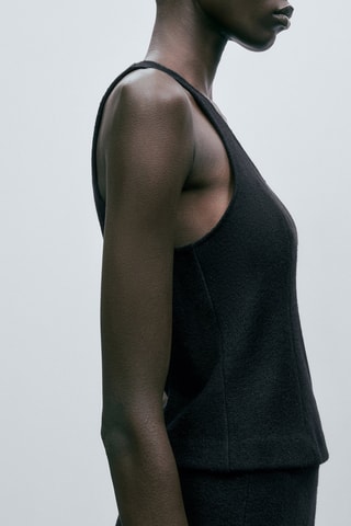 Top noir sans manches texturé - Noir