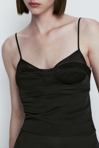 Satijnen top - Zwart