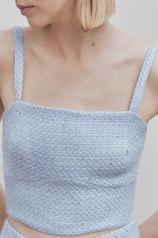 Top cropped texturé bretelles - Ciel
