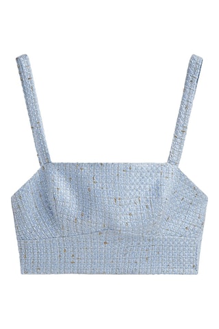 Top cropped texturé bretelles - Ciel