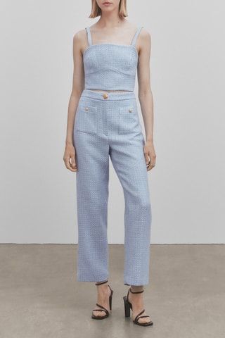 Top cropped texturé bretelles - Ciel